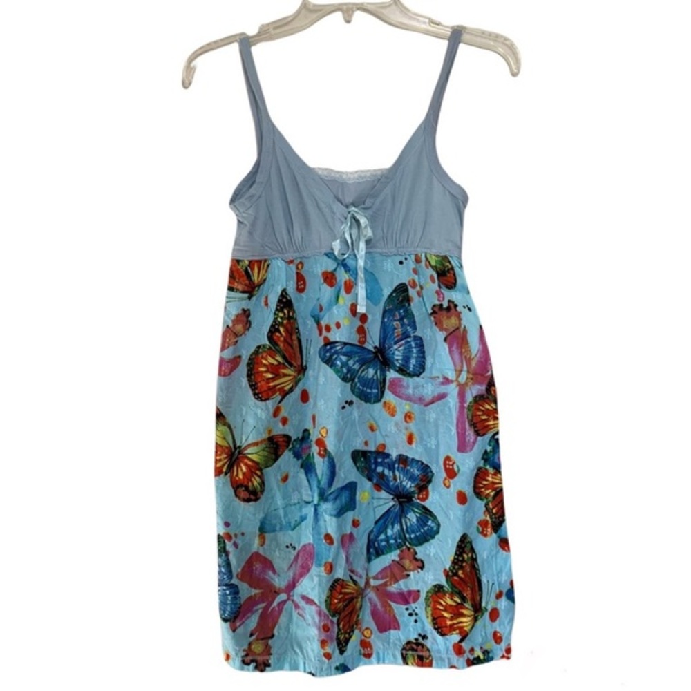 SCANTY Butterfly Floral eyelet Lace Camisole Babydoll Top blue size small